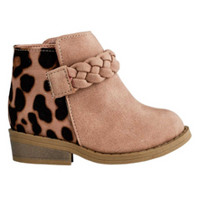 Load image into Gallery viewer, Dark Blush Leopard Braid Ankle Boot
