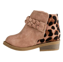 Load image into Gallery viewer, Dark Blush Leopard Braid Ankle Boot
