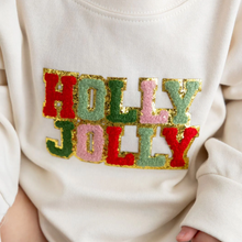 Load image into Gallery viewer, Holly Jolly Patch Long Sleeve Bubble Romper
