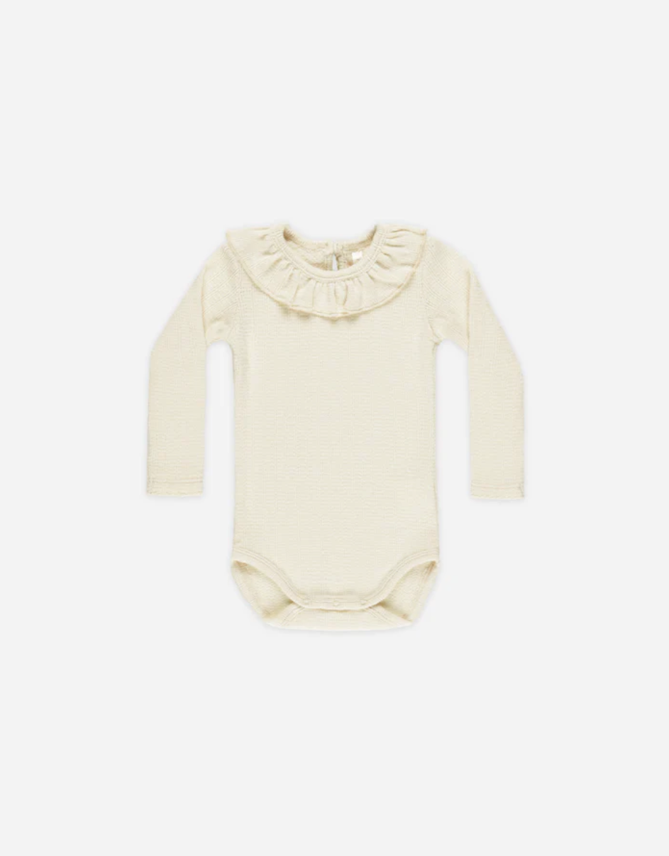 Natural Ruffle Collar Bodysuit
