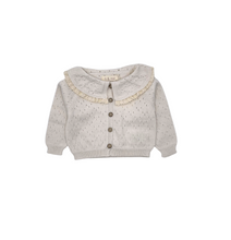 Load image into Gallery viewer, Cream Knit Ruffled Collar Cardigan
