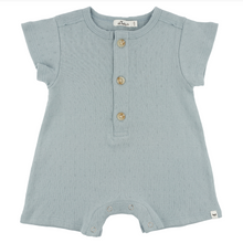 Load image into Gallery viewer, Dusty Blue Pointelle Shortie Romper
