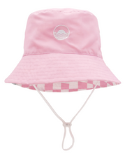 Load image into Gallery viewer, Fairy Tale Pink Check Suns Out Reversible Bucket Hat
