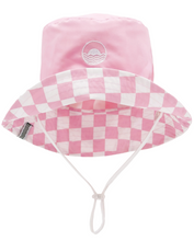 Load image into Gallery viewer, Fairy Tale Pink Check Suns Out Reversible Bucket Hat
