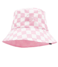 Load image into Gallery viewer, Fairy Tale Pink Check Suns Out Reversible Bucket Hat
