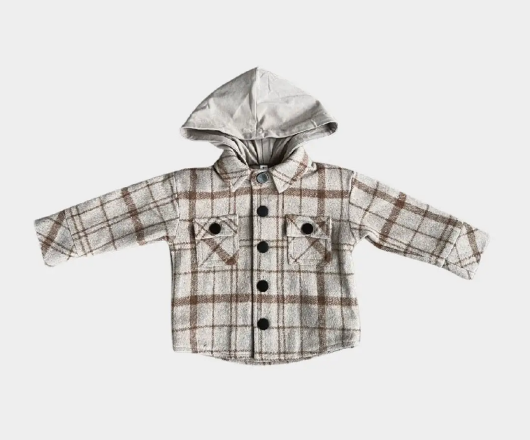 Toffee Plaid Hooded Shacket