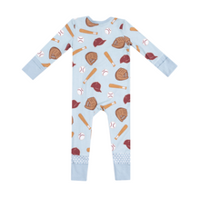 Load image into Gallery viewer, Baseball 2-Way Zipper Romper
