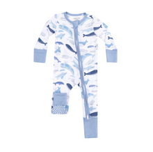 Load image into Gallery viewer, Blue Whales 2-Way Zipper Romper

