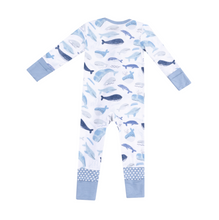 Load image into Gallery viewer, Blue Whales 2-Way Zipper Romper
