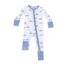 Load image into Gallery viewer, Bubbly Tugboats 2-Way Zipper Romper
