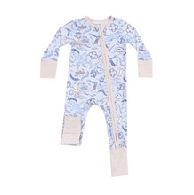 Load image into Gallery viewer, Nautical Notebook 2-Way Zipper Romper
