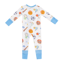 Load image into Gallery viewer, Sports Ball Friends 2-Way Zipper Romper
