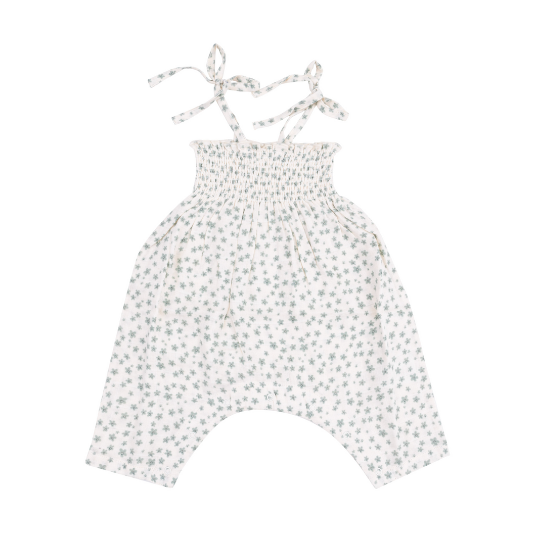 Jadeite Simple Floral Tie Back Romper