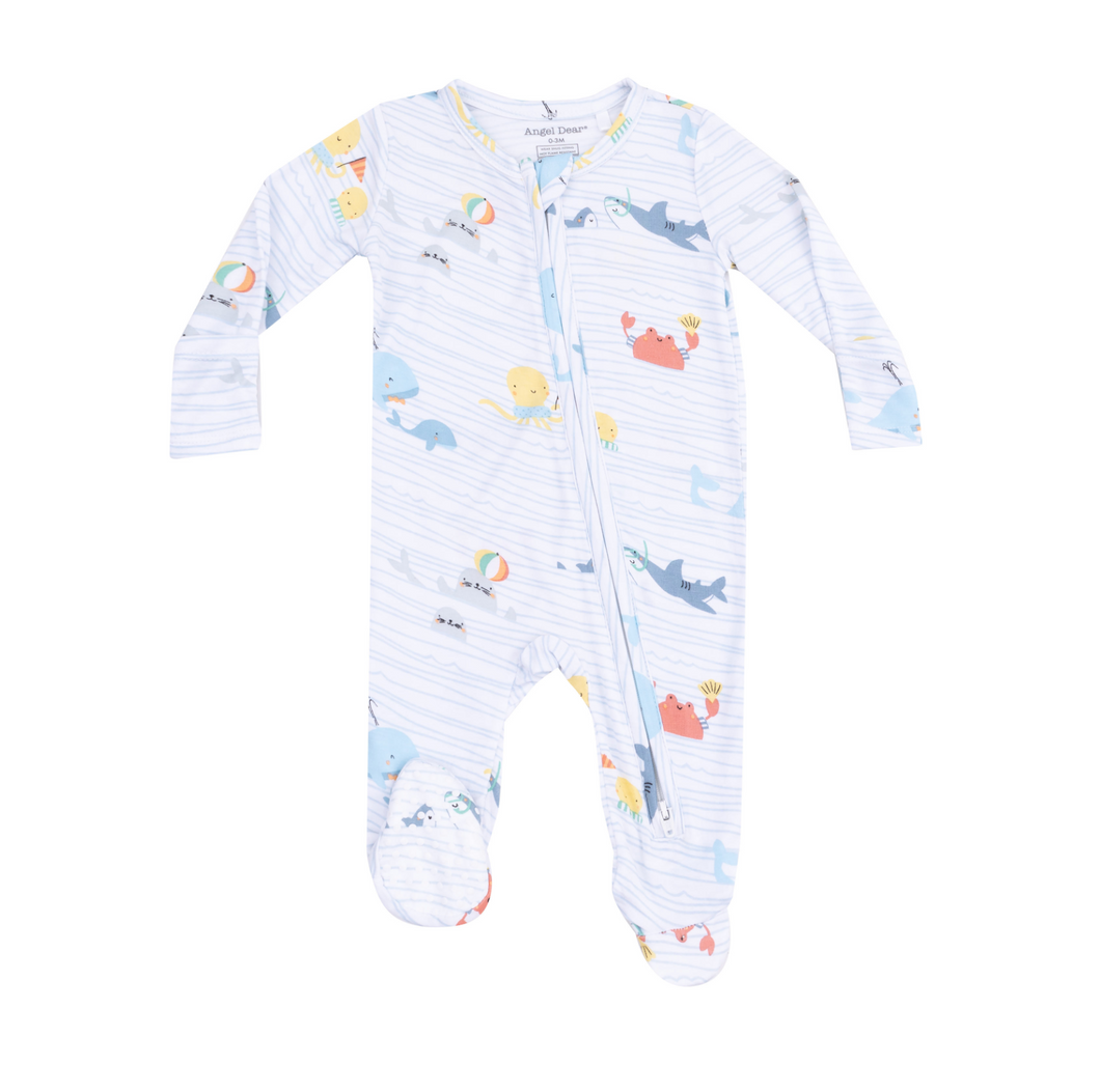 Sea Stripes Two-Way Zip Footie
