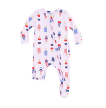 Load image into Gallery viewer, American Ice Cream Pink Ruffle Two-Way Zip Footie
