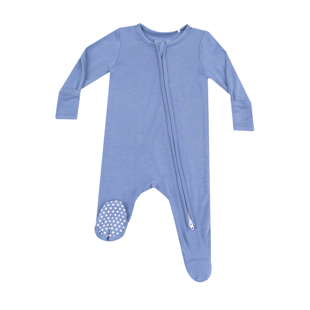 Solid Country Blue Two-Way Zip Footie