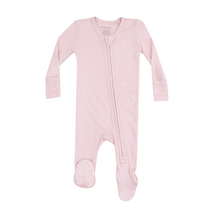 Load image into Gallery viewer, Solid Rose Smoke Rib Two-Way Zip Footie
