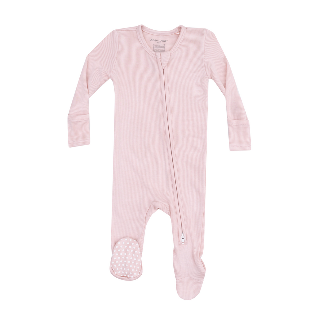 Solid Rose Smoke Rib Two-Way Zip Footie