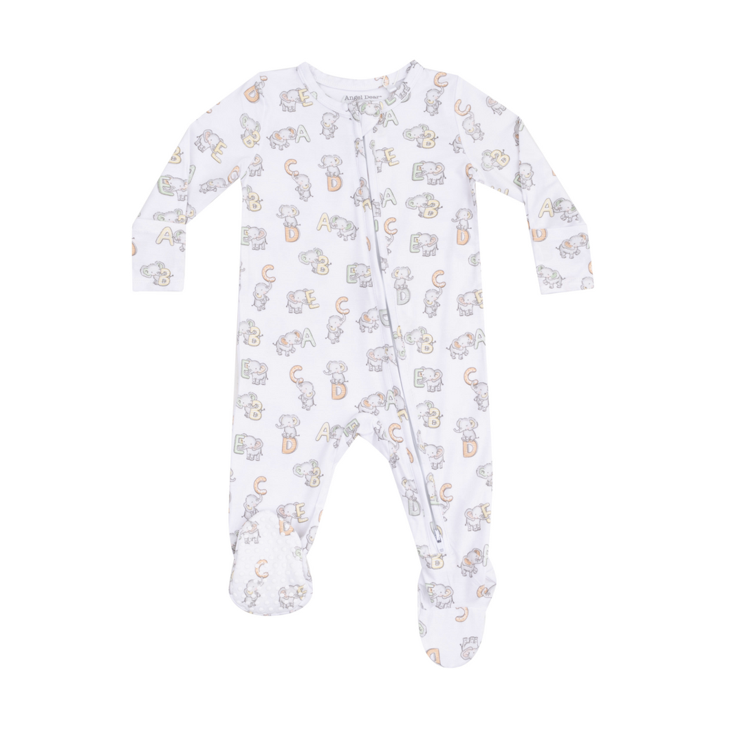 Vintage Elephant ABC's Two-Way Zip Footie