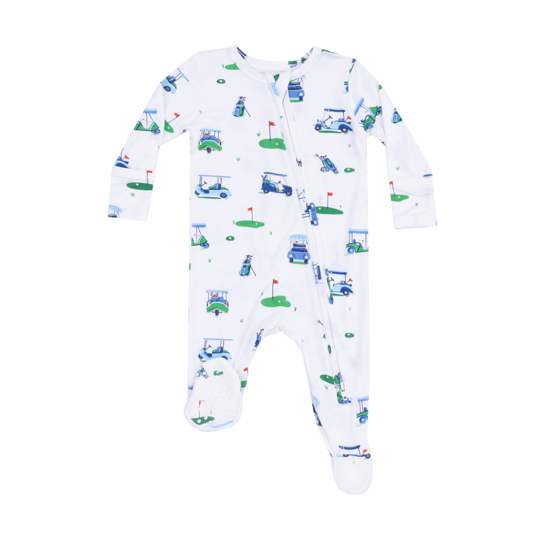 Vintage Golf Carts Blue Two-Way Zip Footie