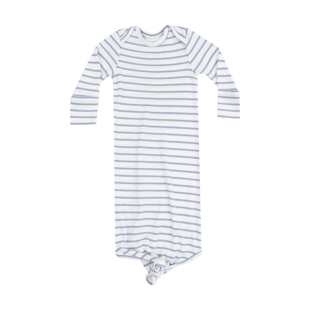 French Stripe Dusty Blue Knotted Gown