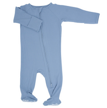 Load image into Gallery viewer, Blue Fog Ribbed Footie
