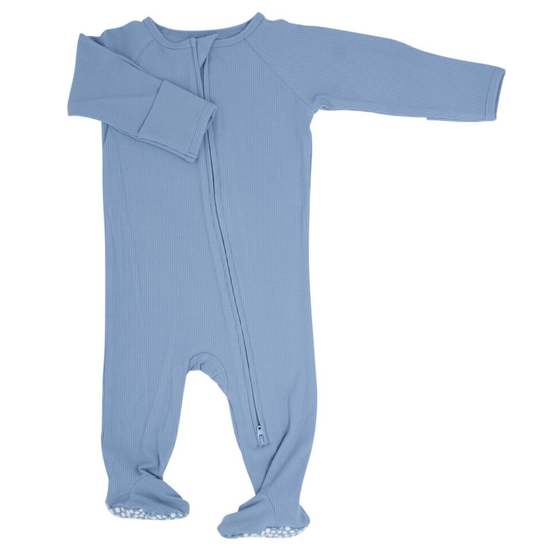 Blue Fog Ribbed Footie