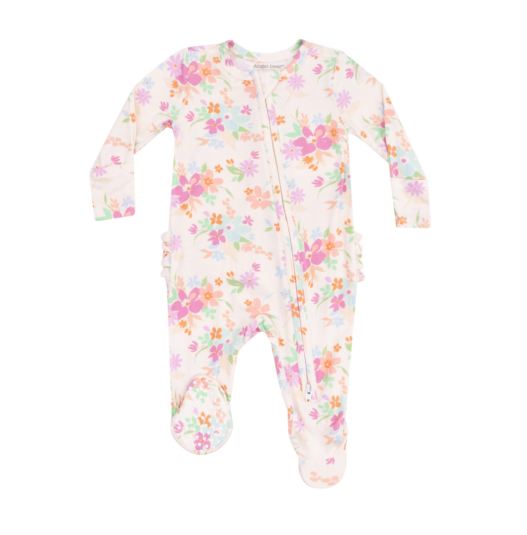 Pick A Posy Ruffle Two-Way Zip Footie