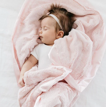 Load image into Gallery viewer, Light Pink Satin Border Receiving Blanket
