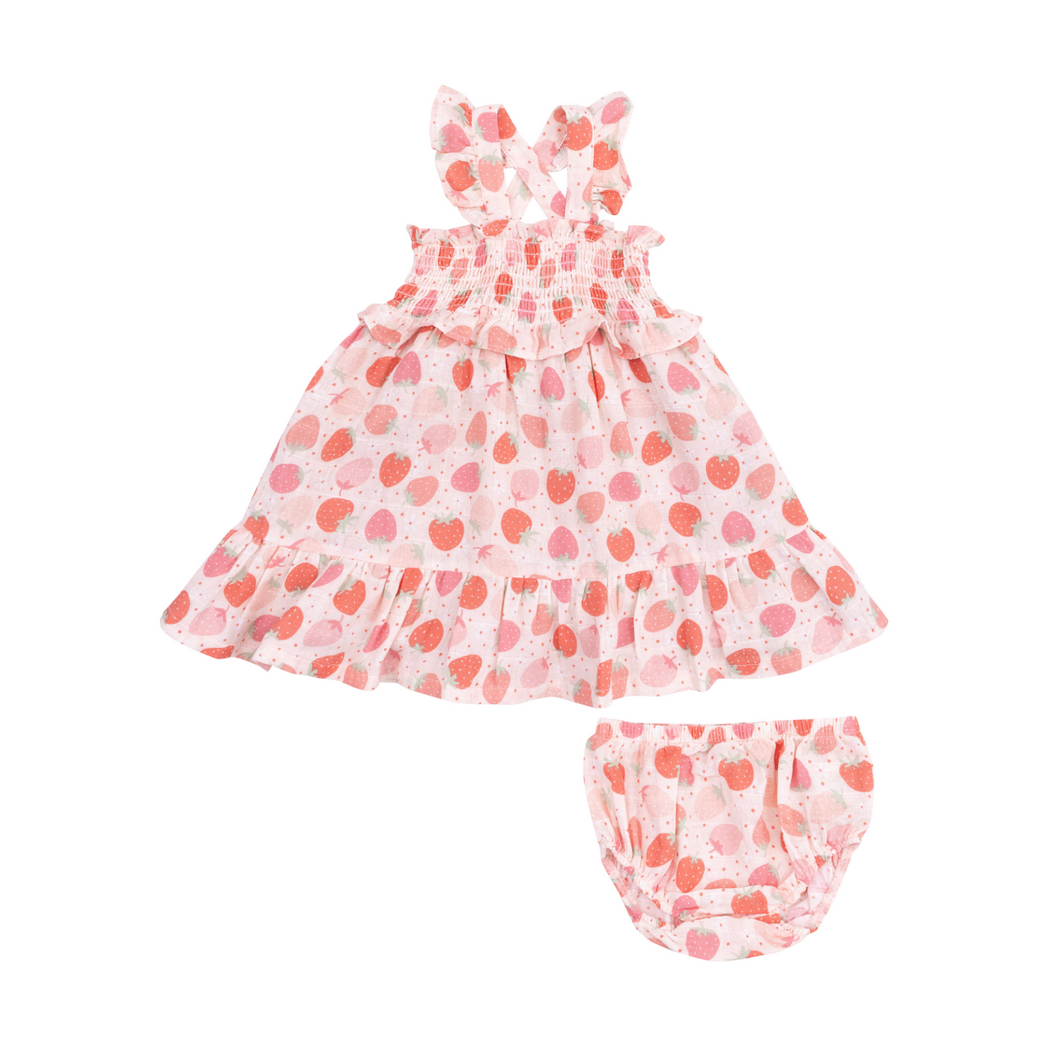 Strawberry Bliss Smocked Muslin Sundress