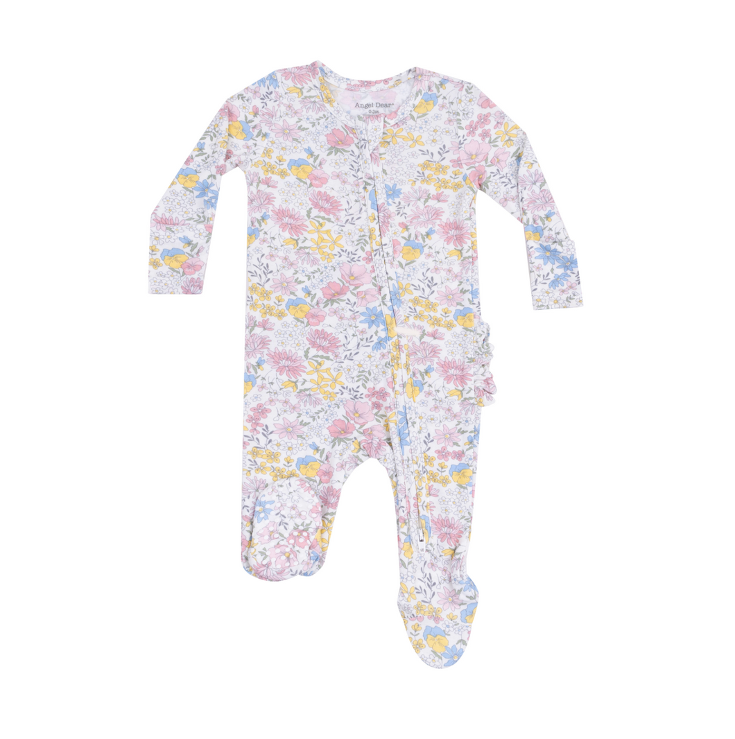 Viola Floral Ruffle Two-Way Zip Footie