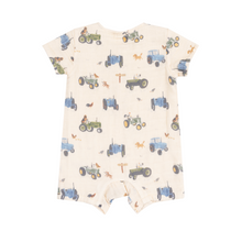Load image into Gallery viewer, Tractors And Friends Henley Shortie Romper
