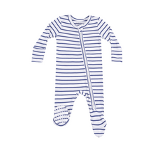 Load image into Gallery viewer, Stripe Vintage Navy Two-Way Zip Footie
