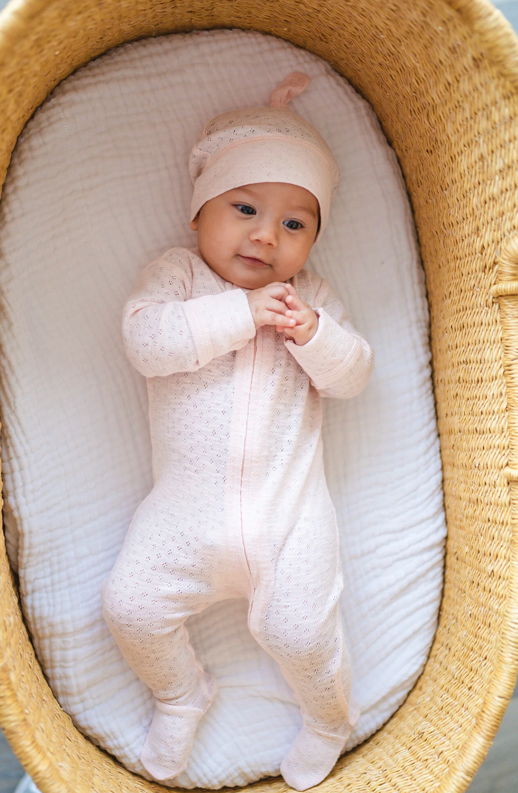 Cotton Candy Pointelle Knotted Hat