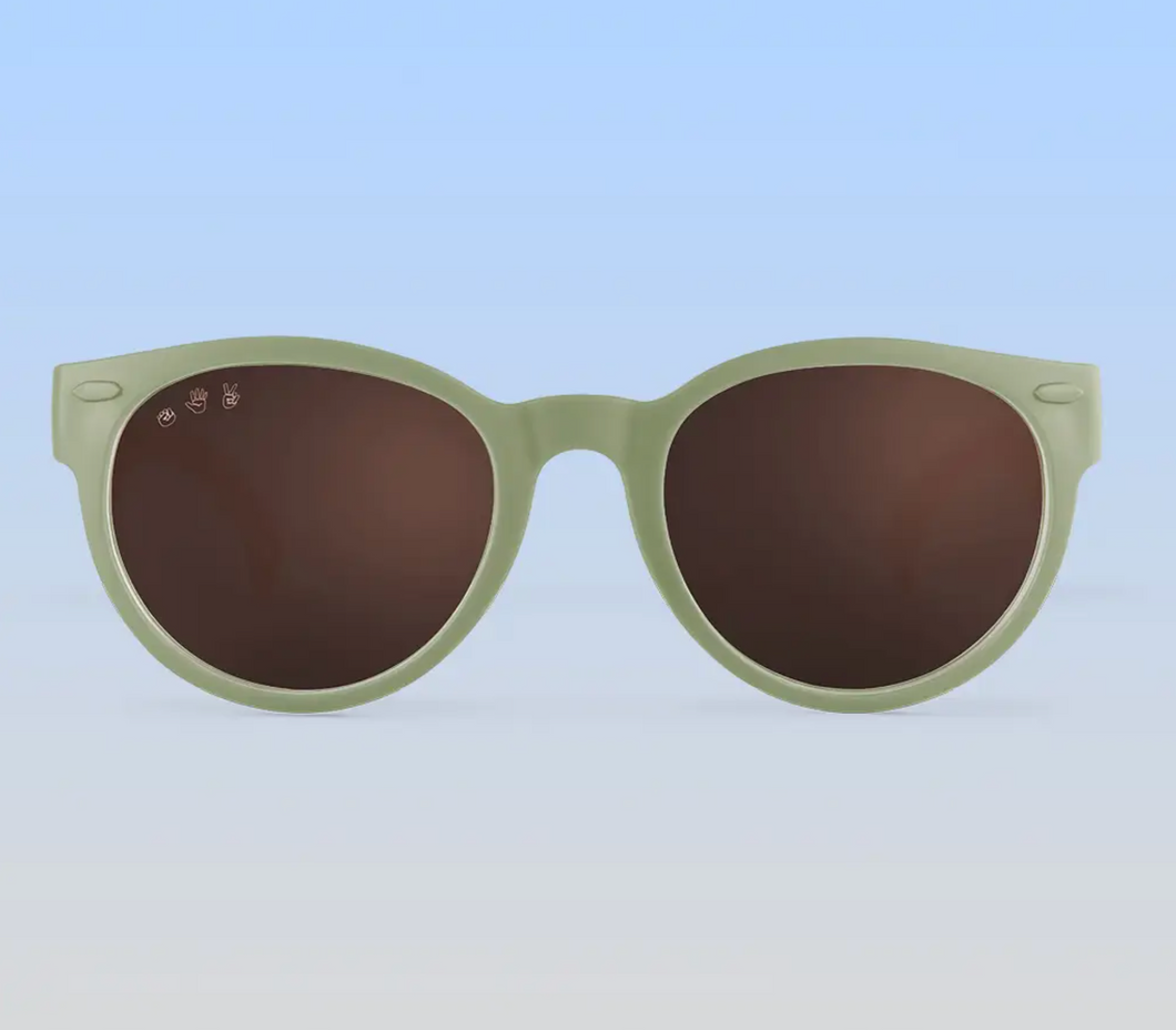 Sage Green Round Sunglasses / Brown Lenses