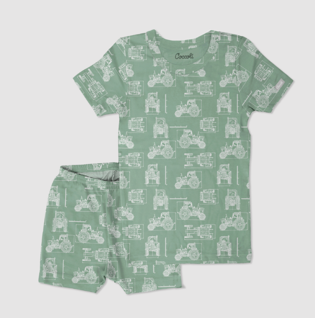 Tractor Blueprint Shortie PJ Set