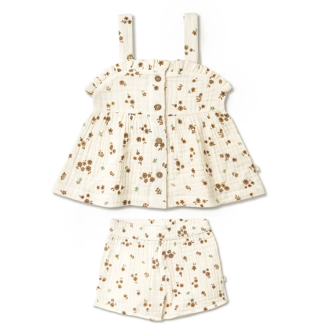 Bohemia Organic Cotton Peplum Top & Shorts Set