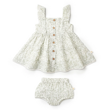 Load image into Gallery viewer, Sage Floral Organic Cotton Flutter Dress
