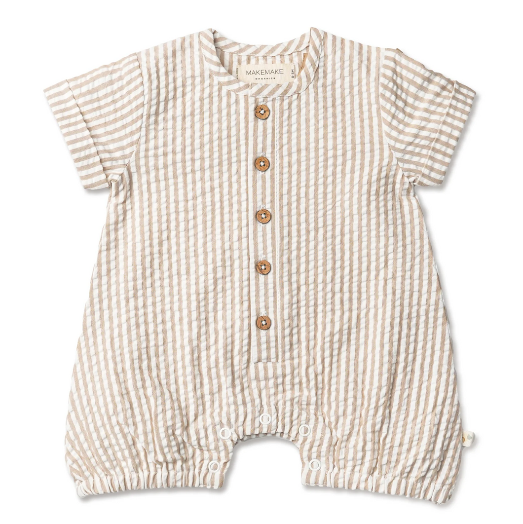 Brown Stripe Organic Cotton Shortie Romper