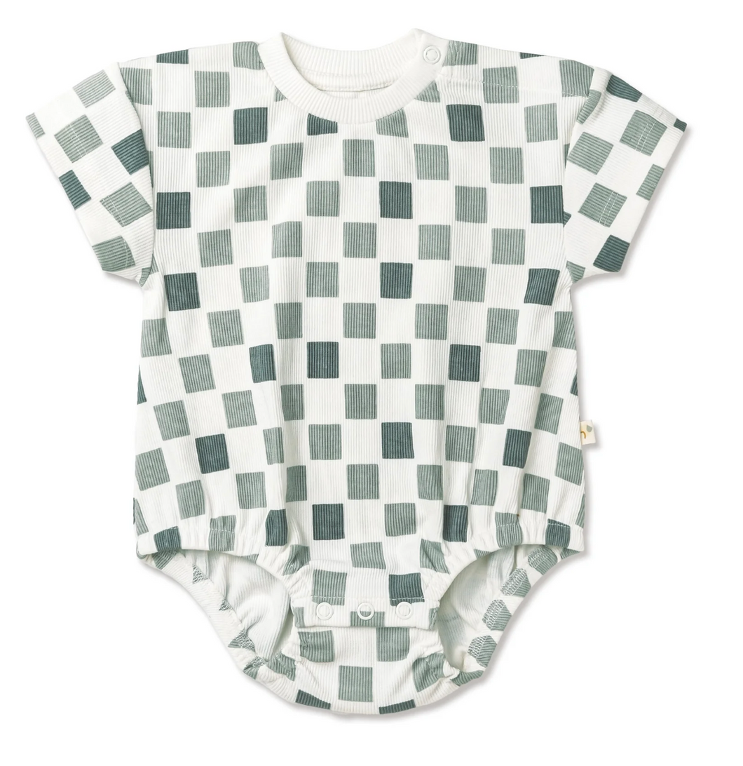 Ocean Checkered Bubble Romper