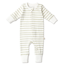Load image into Gallery viewer, Sage Stripes Two-Way Zip Coverall
