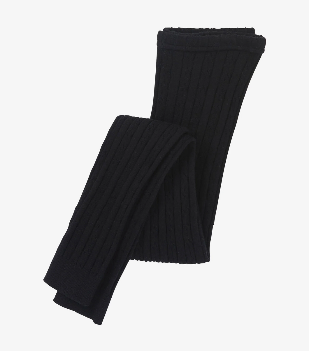 Black Cable Knit Footless Tights
