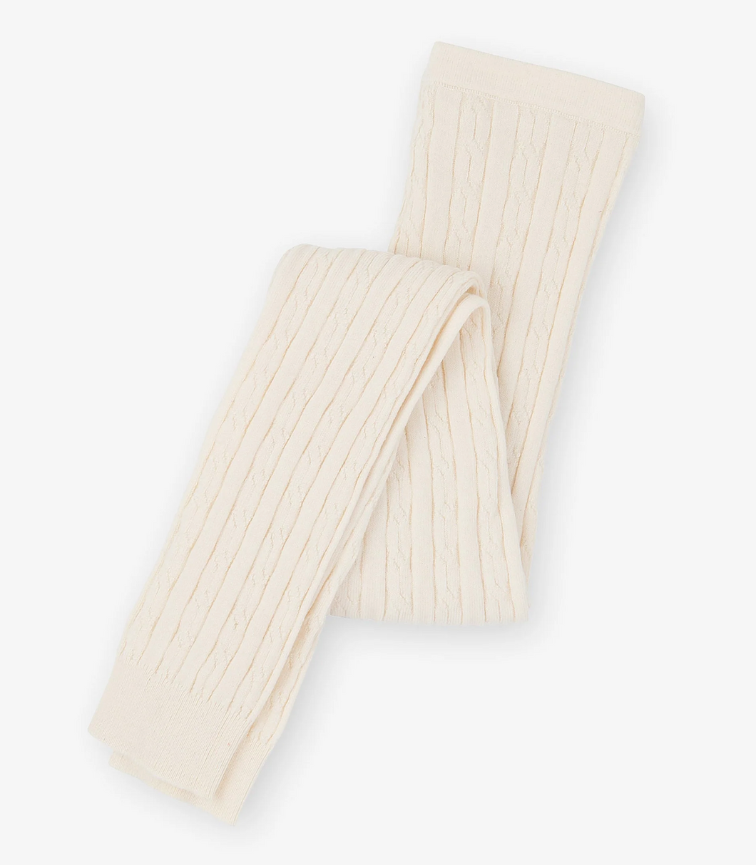 Cream Cable Knit Footless Tights
