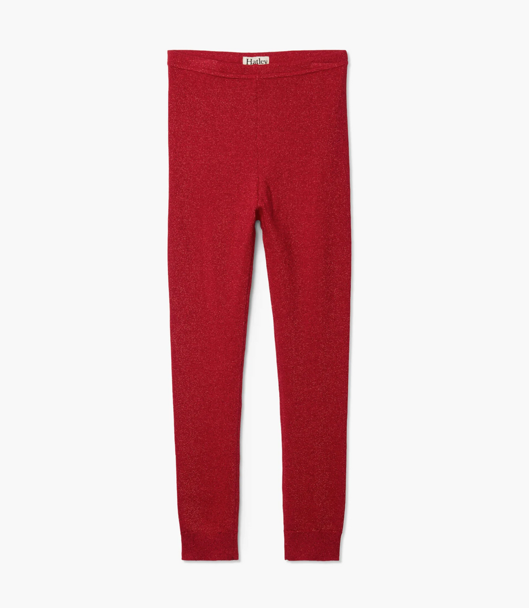 Red Shimmer Knit Leggings