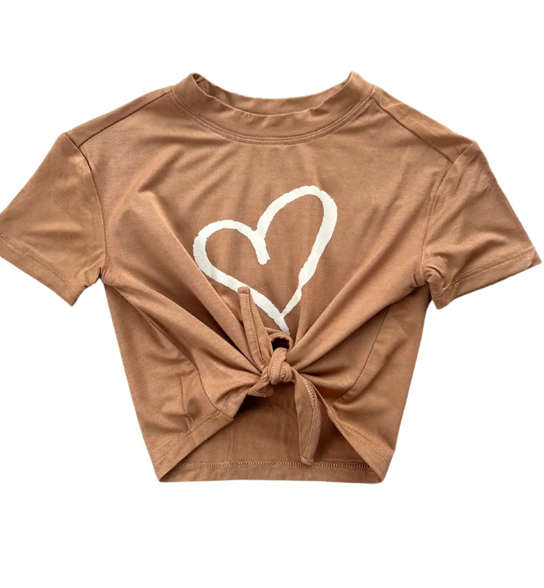 Toffee Heart Tie Front Tee