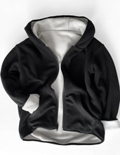 Load image into Gallery viewer, Reversible Zip Fleece Hoodie - Black/Stone
