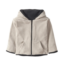 Load image into Gallery viewer, Reversible Zip Fleece Hoodie - Black/Stone
