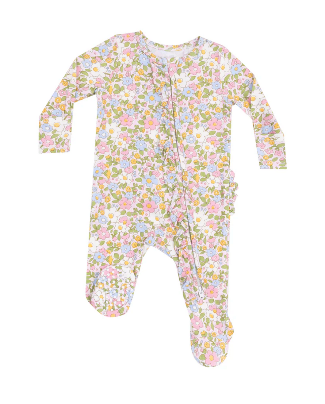 Bubbly Baby Calico Ruffle Two-Way Zip Footie