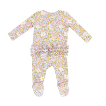 Load image into Gallery viewer, Bubbly Baby Calico Ruffle Two-Way Zip Footie
