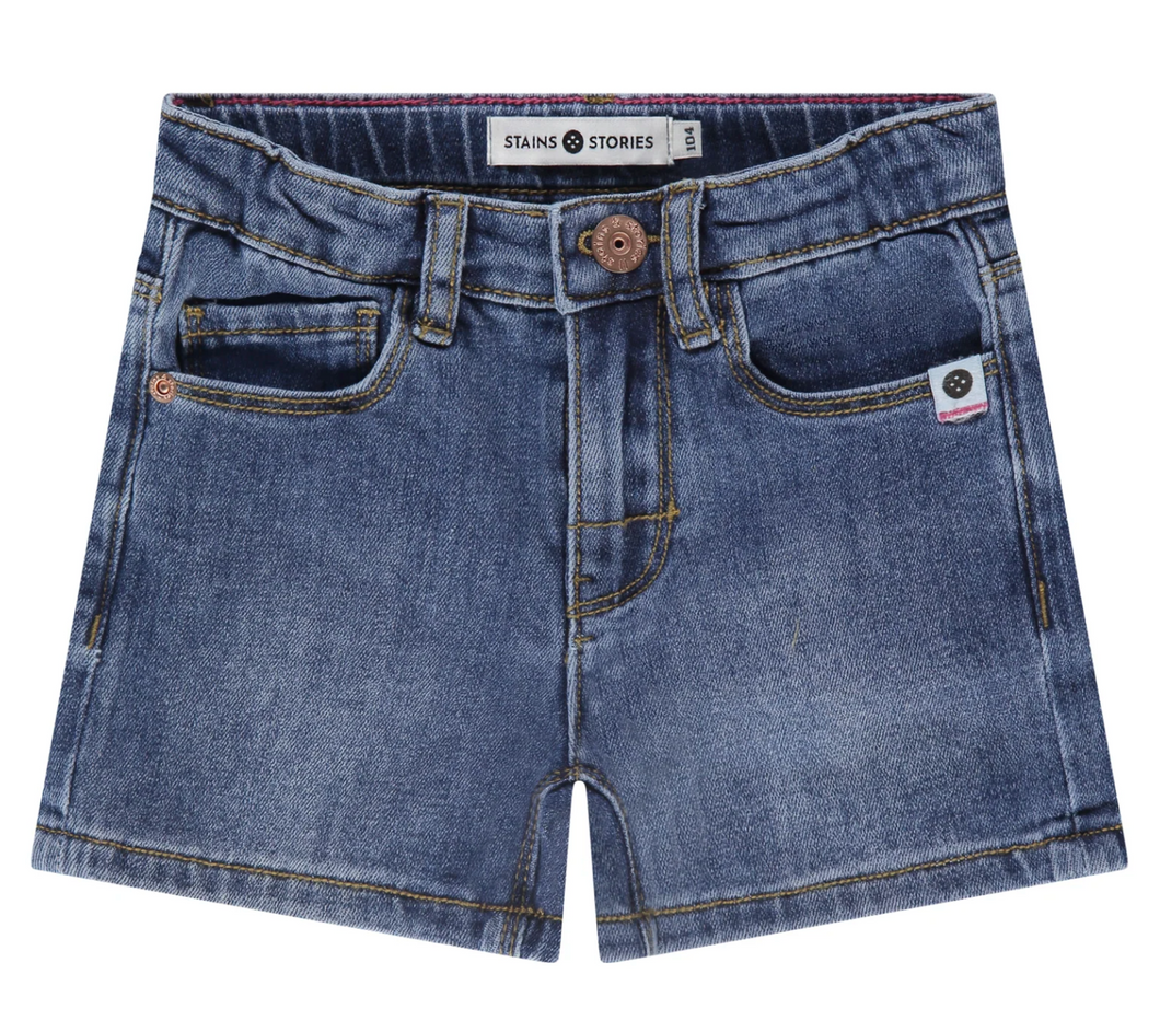 Girls Mid-Wash Denim Shorts